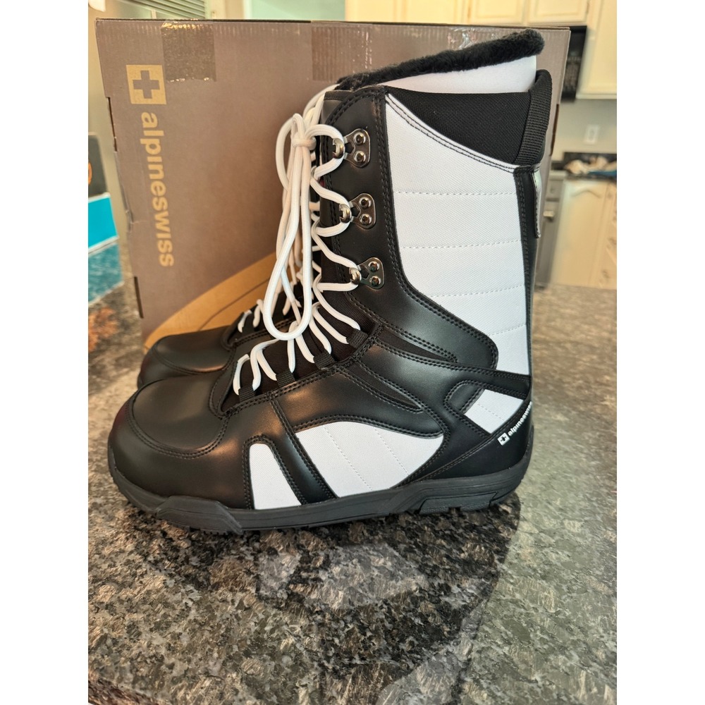 Alpine Swiss Mens Snowboarding Boots Black White SG564-BKWH-13 Size‎ 13
